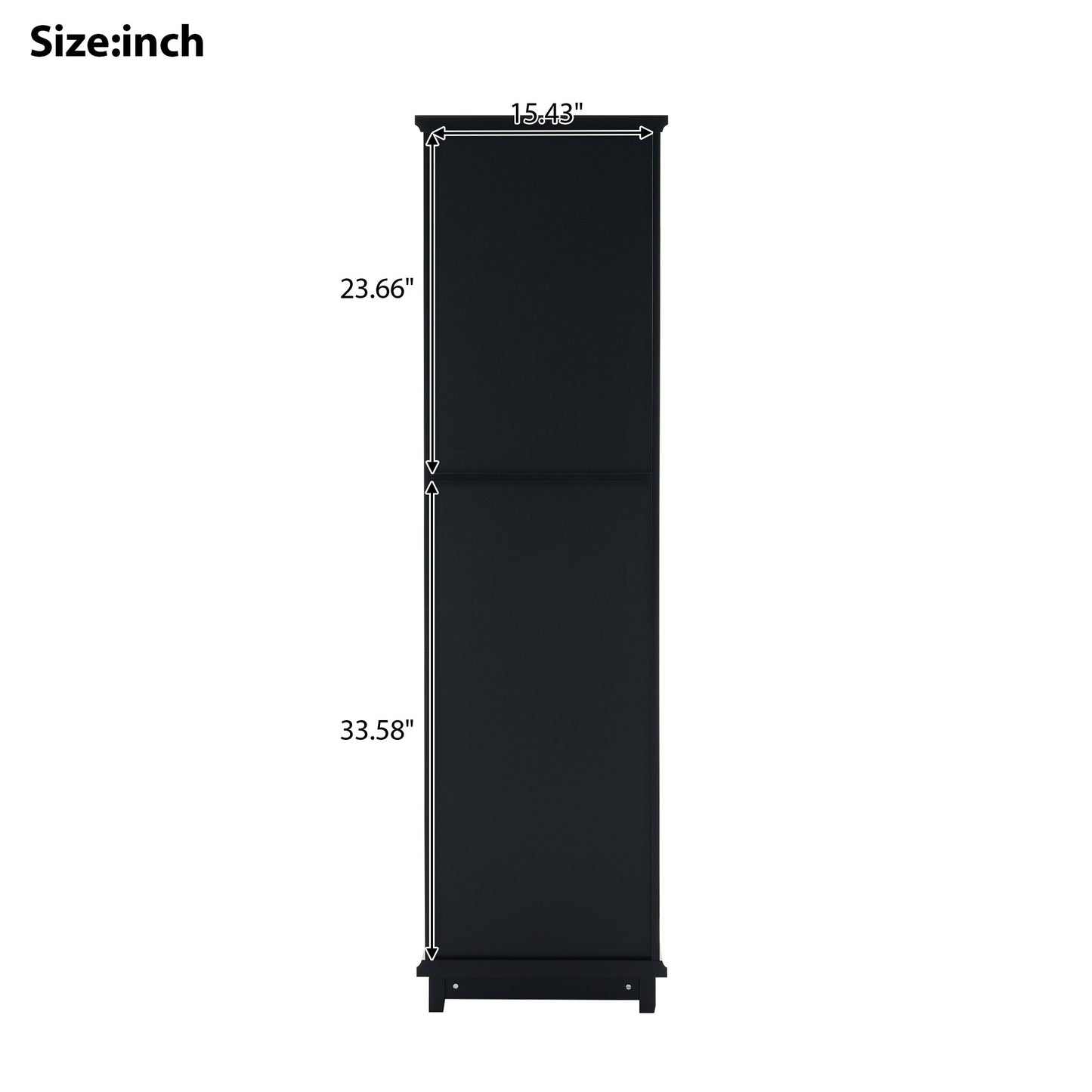 Tall Bathroom Storage Cabinet with Glass Doors, Free-Standing, Two Drawers, and Adjustable Shelves, MDF Board, Painted Black - Korvel