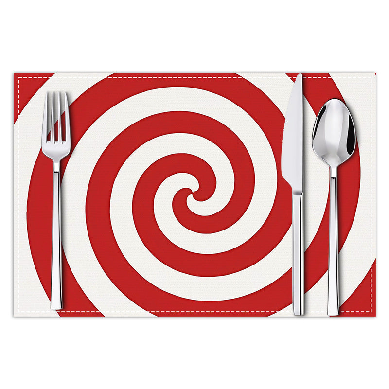 Christmas placemat red candy striped printed table mat holiday table decoration insulated mat coaster - Korvel
