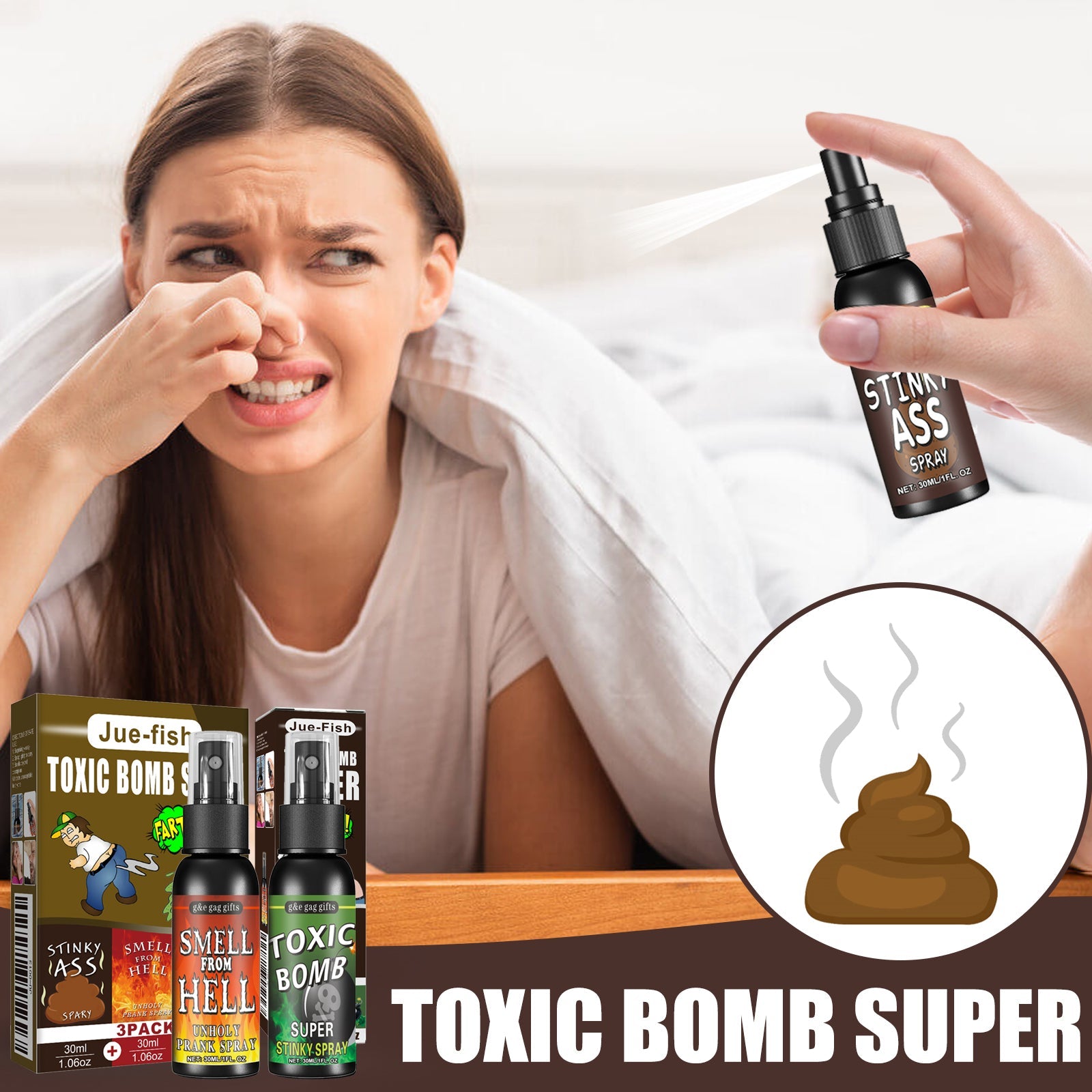 Fart Spray, April Fool's Day Pooper Toy Spoof Stink Entertainment Poop Hell Bomb Smell - Korvel
