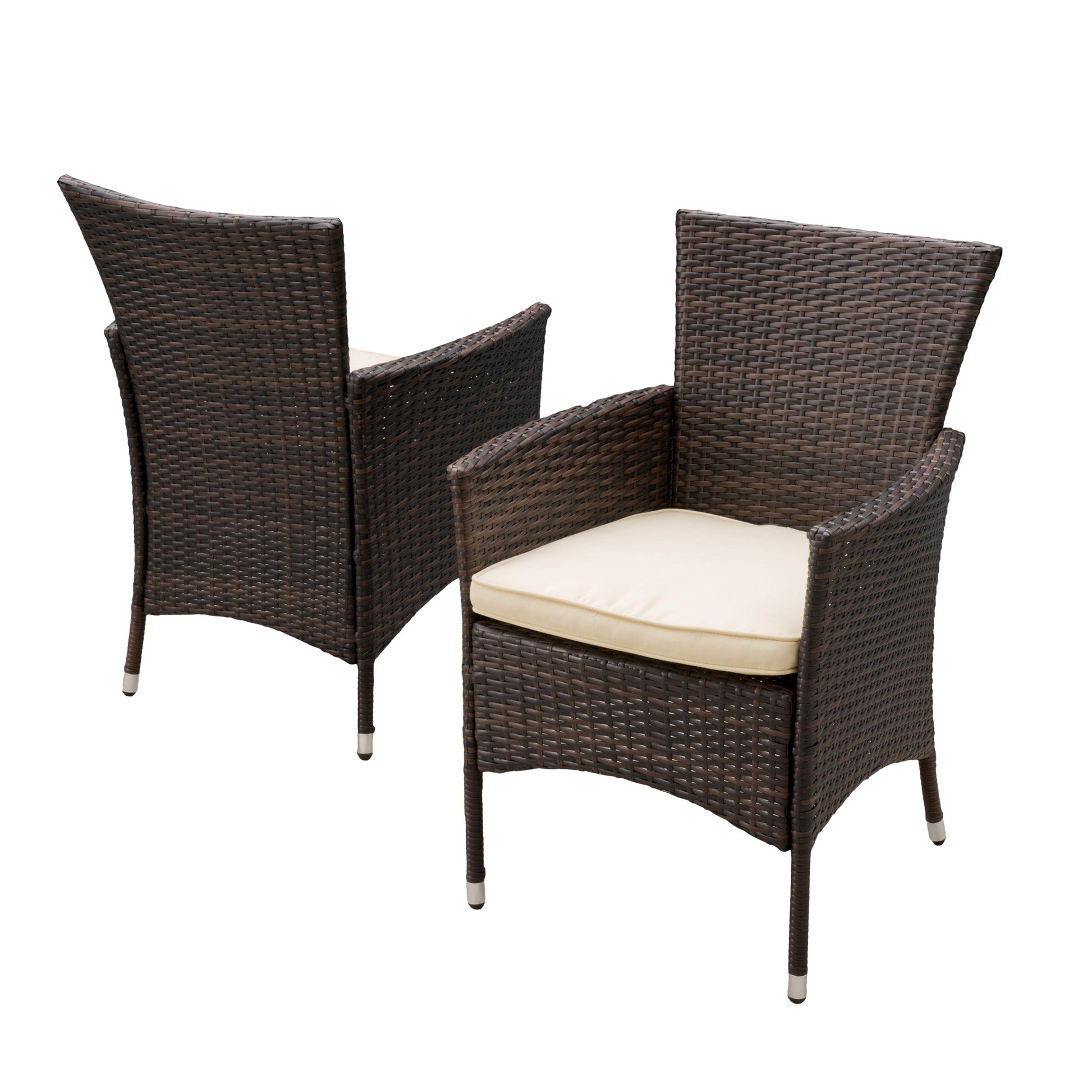 Clementine Outdoor Multibrown PE Wicker Dining Chairs (Set of 2) - Korvel