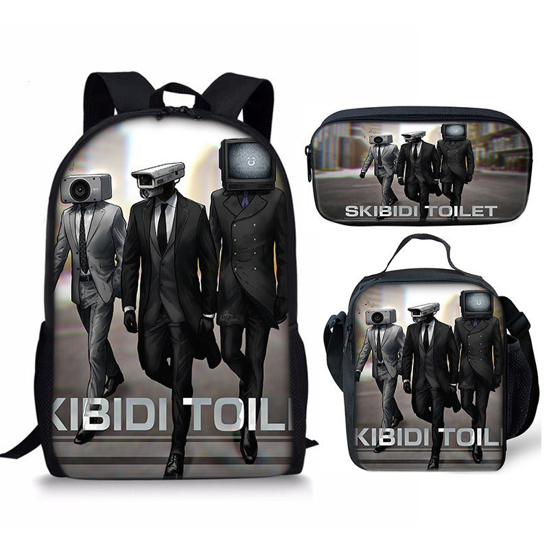 Conjunto de mochila Skibidi Toilet Man de 3 piezas para la escuela
