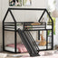 Twin over Twin House Bunk Bed with Ladder and Slide,Black - Korvel