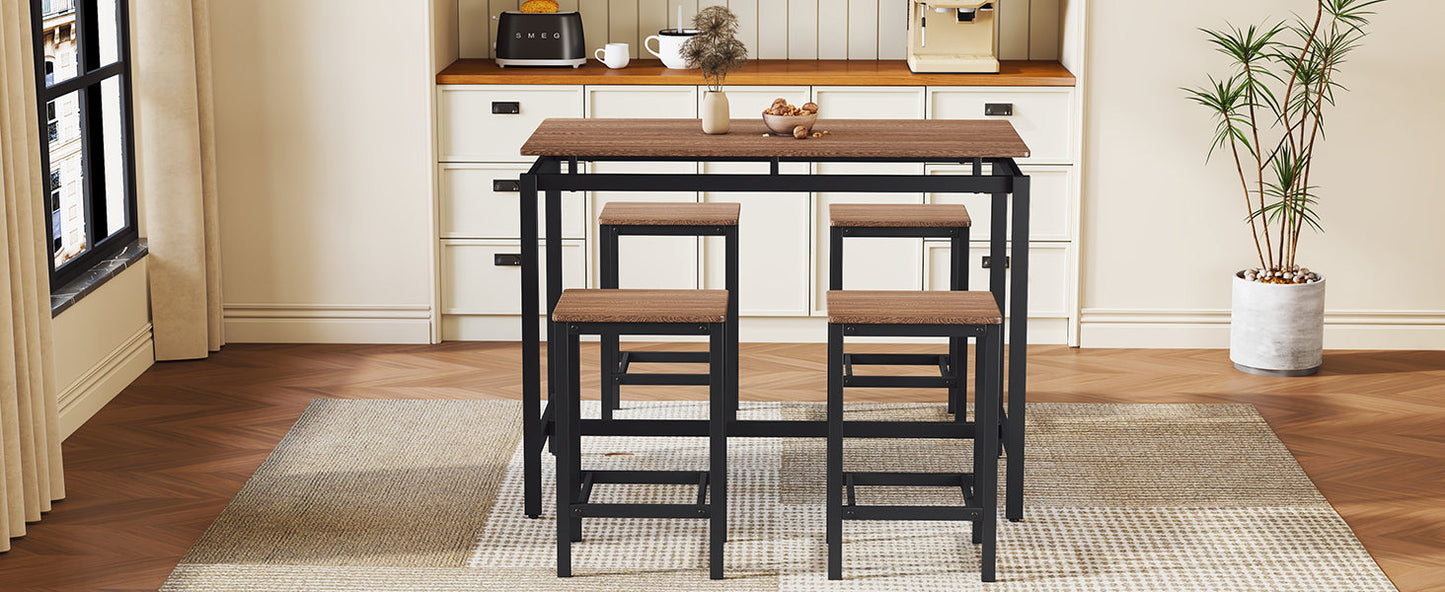 TREXM 5-Piece Compact Bar Table Set - Modern Industrial Design