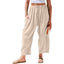 Pantalons larges en coton et lin taille haute pour femmes