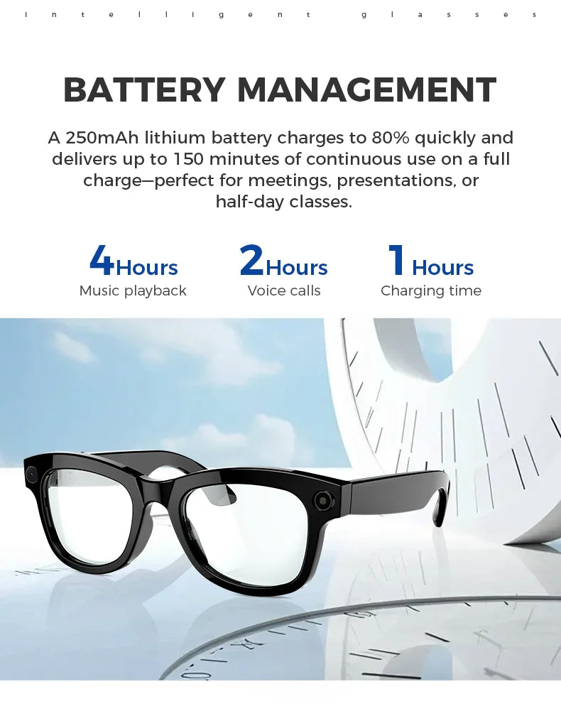 Bluetooth AI shooting glasses Bluetooth call voice assistant real-time translation 5-megapixel shooting stabilization - Korvel
