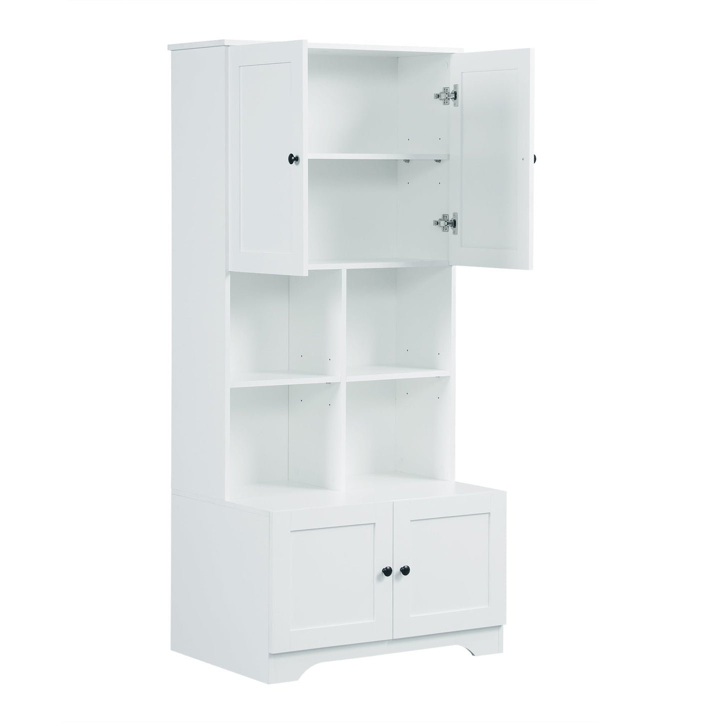 Elegant 4-Door Bathroom Storage Cabinet with Adjustable Shelves