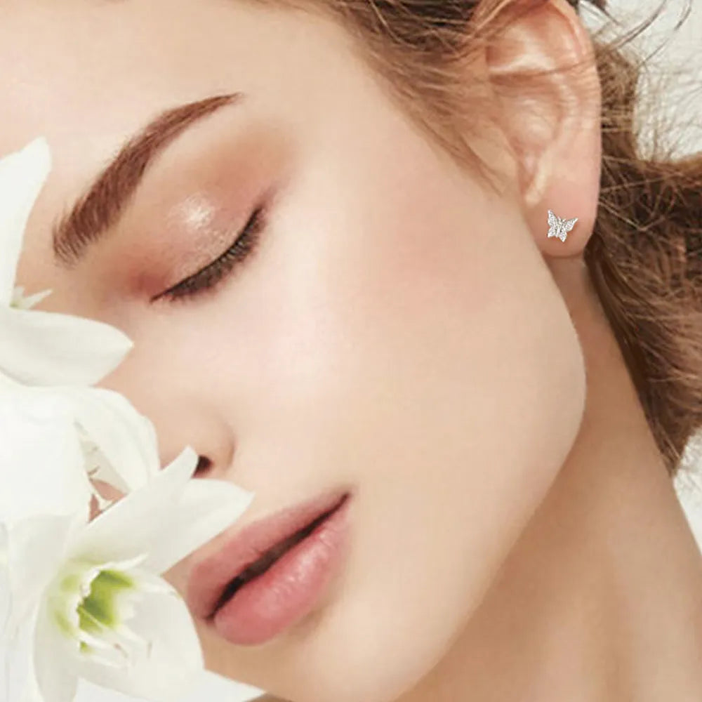 Moissanite 925 Sterling Silver Butterfly Stud Earrings - Korvel