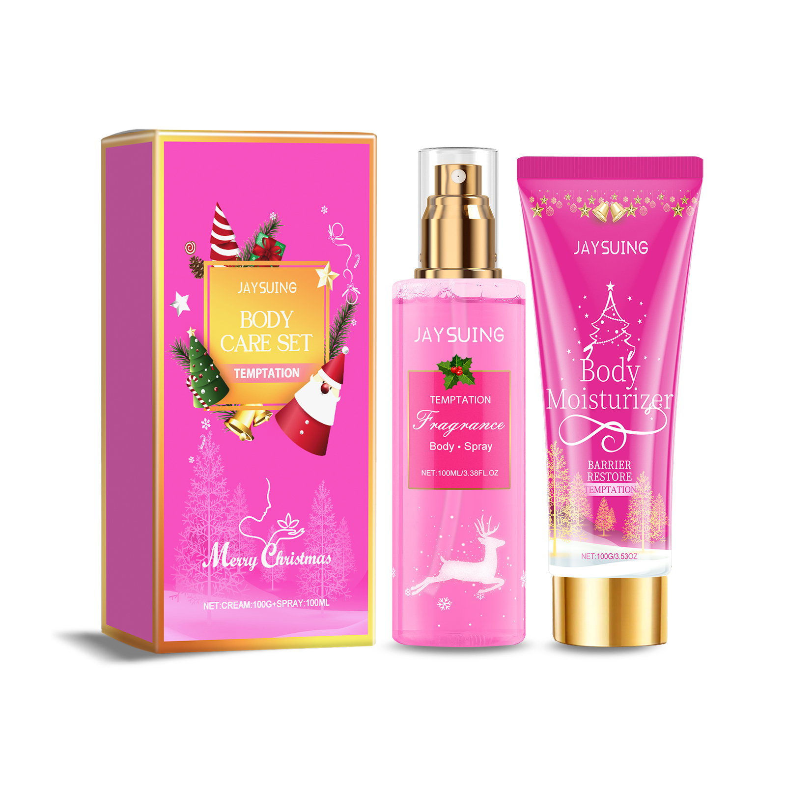 Christmas Perfumed Body Care Set, Deodorant Spray Body Lotion For Lasting Holiday Party Scent - Korvel