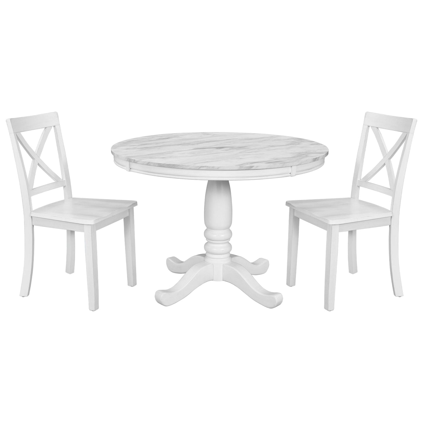 Orisfur 5 Pieces Dining Table and Chairs Set for 4 Persons Kitchen Room Solid Wood Table with 4 Chairs MDF + White + Solid Wood - Korvel