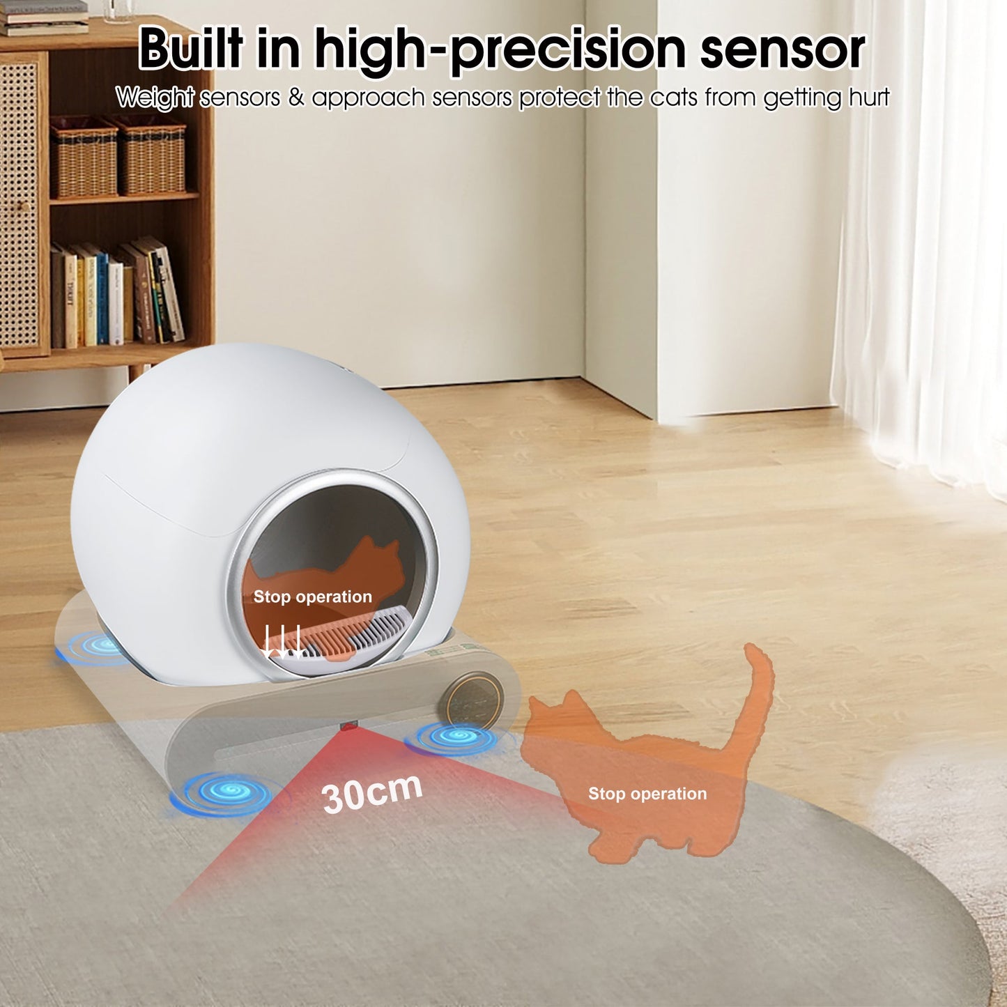 Caja de arena automática inteligente para gatos con control WiFi