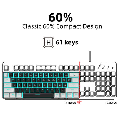 Compact Mechanical Keyboard with Ice Blue Backlight