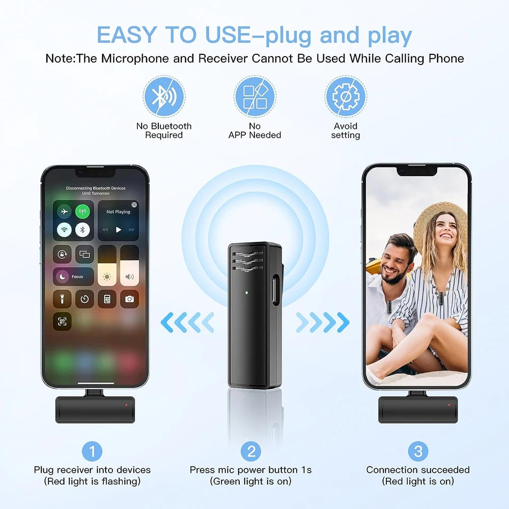 Wireless lavalier microphone for live recording intelligent noise reduction multifunctional portable small microphone - Korvel