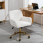 Chaise de bureau ajustable beige avec base en métal doré