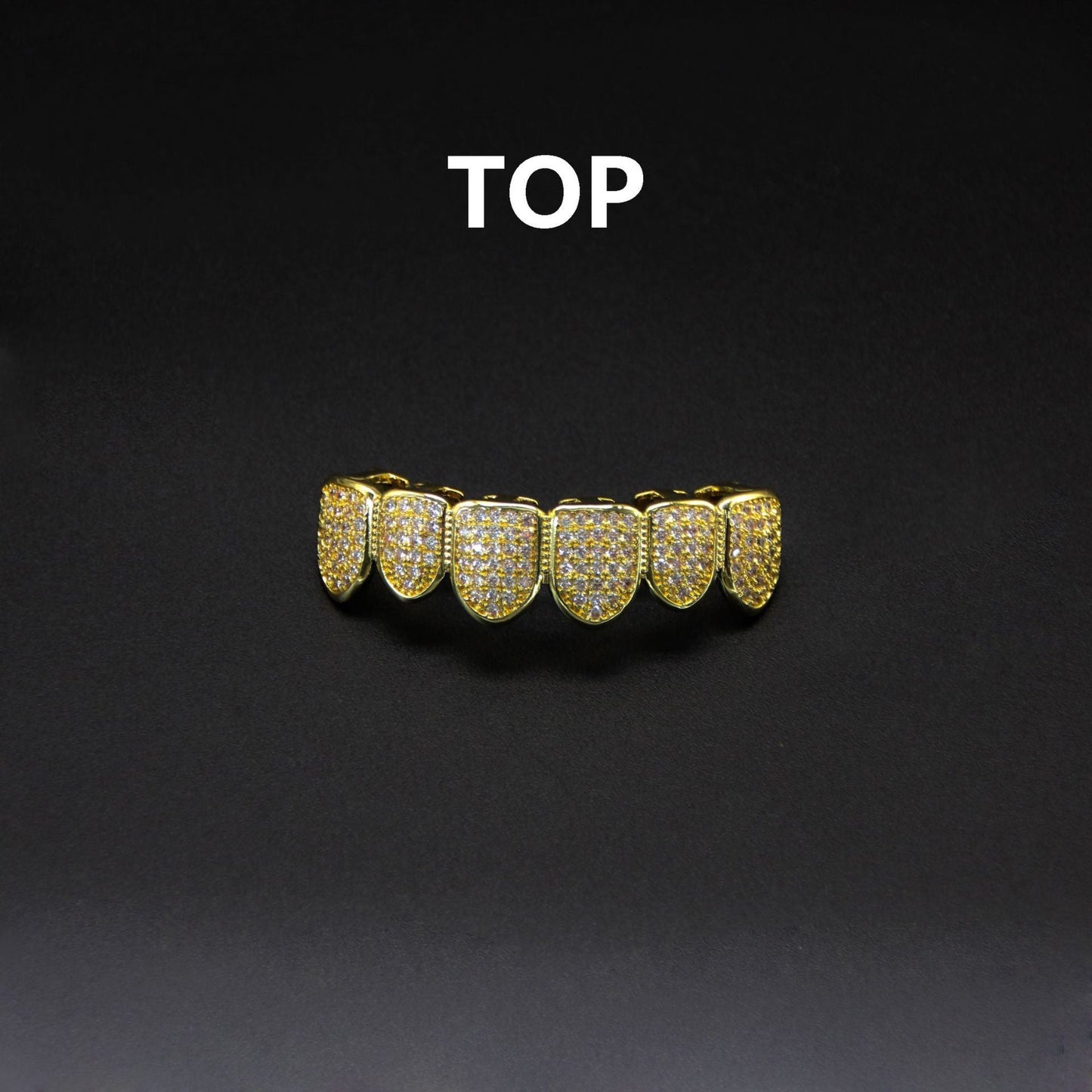 Hip hop braces with copper zircon micro inlaid with real gold Halloween teeth decoration exaggerated hiphopgrills - Korvel