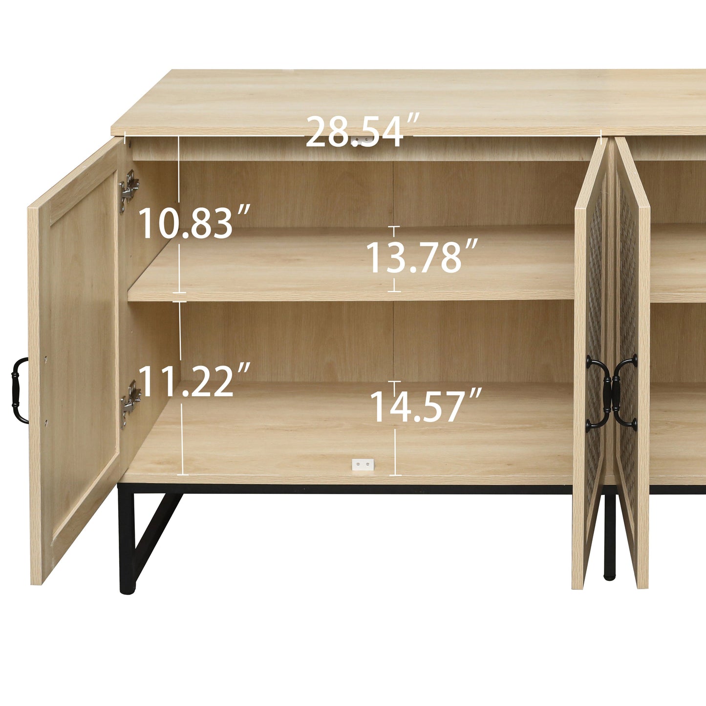 Buffet 4 Portes en Rotin - Cabinet de Rangement Élégant
