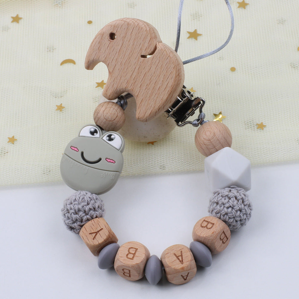 Cartoon frog silicone pacifier chain baby beech tooth glue chain toy anti-drop chain - Korvel