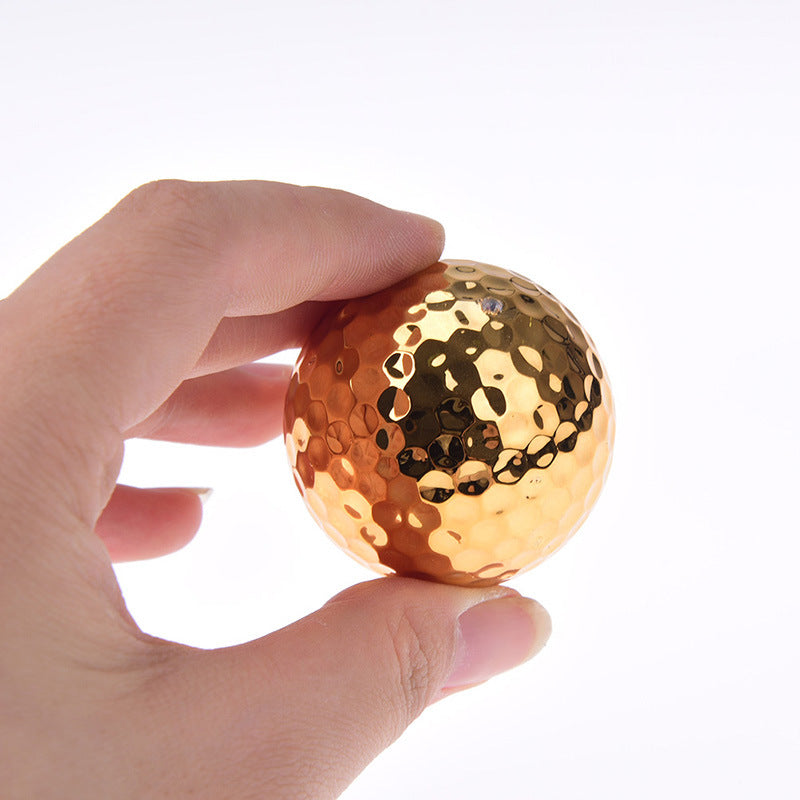Golf Double Layer Gift Ball Electroplating Golden Golf Ball - Korvel
