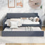 Twin Size Upholstery Daybed with Trundle & USB Charging - Gray