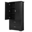 Tall Bathroom Storage Cabinet, Cabinet with Two Doors and Drawers, Adjustable Shelf, MDF Board, Black - Korvel