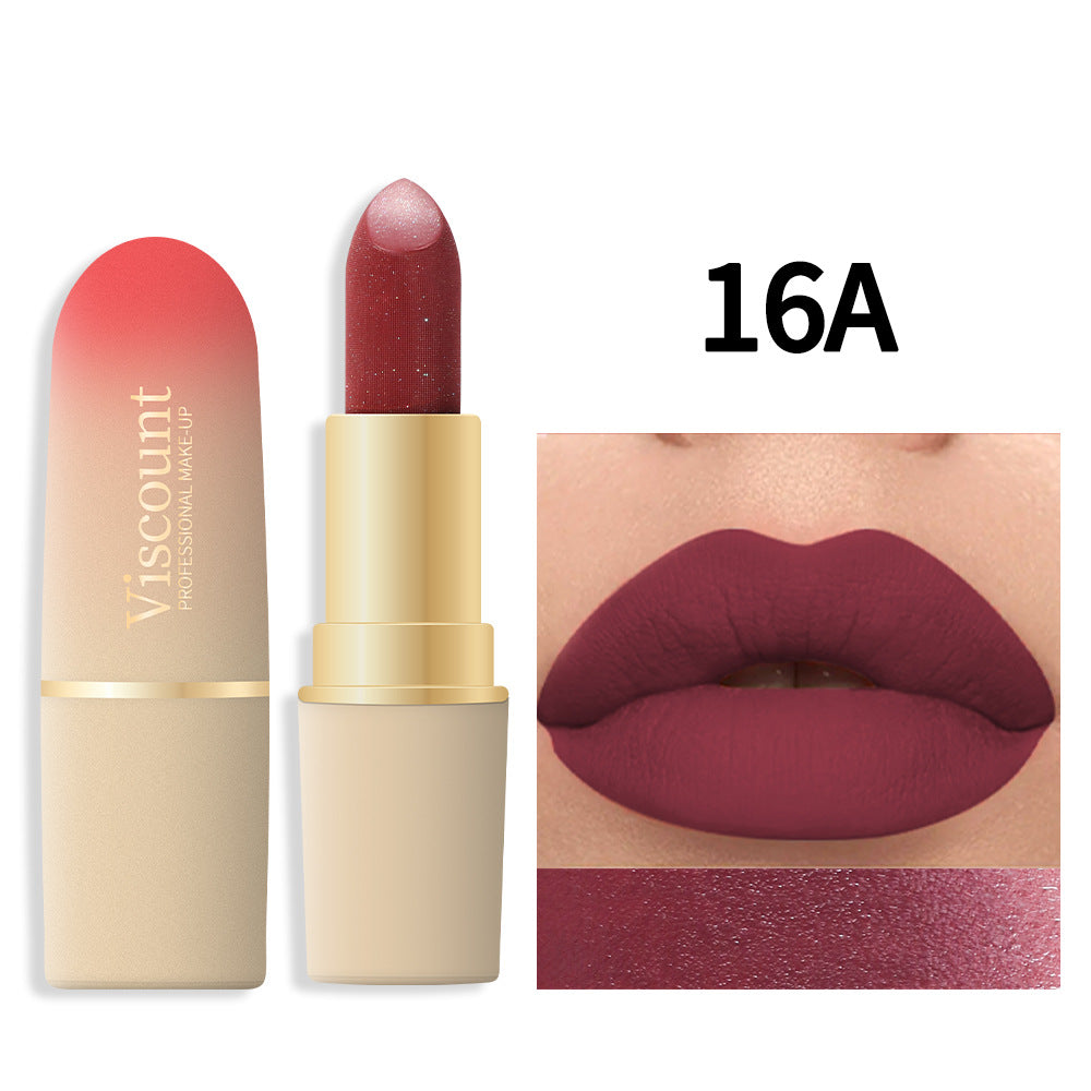 Waterproof And Durable Lipstick Velvet Fine Glitter Matte Lip And Cheek Dual-Use Lipstick - Korvel