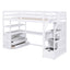 Twin Size Loft Bed with Desk and Shelves  Two Built-in Drawers  Storage Staircase White - Korvel