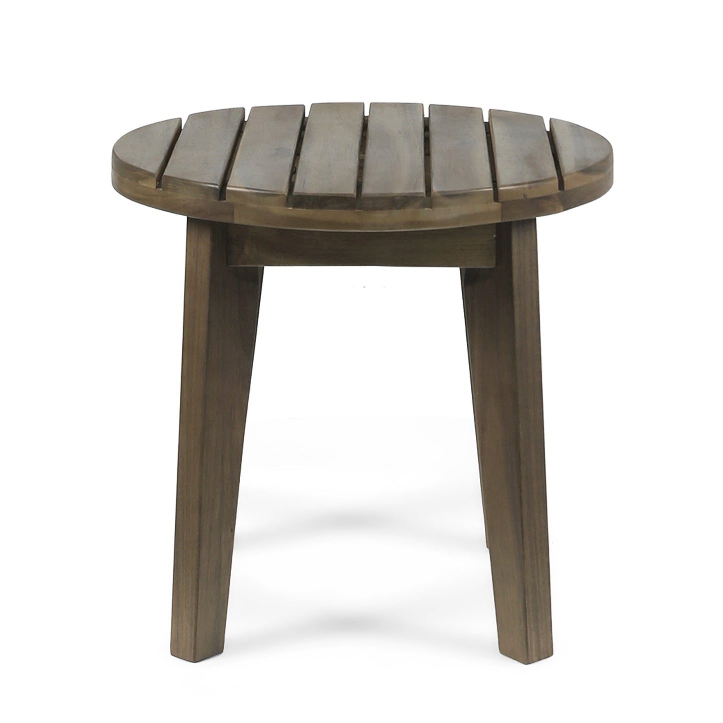 Outdoor 16" Acacia Wood Side Table, Gray Finish - Korvel