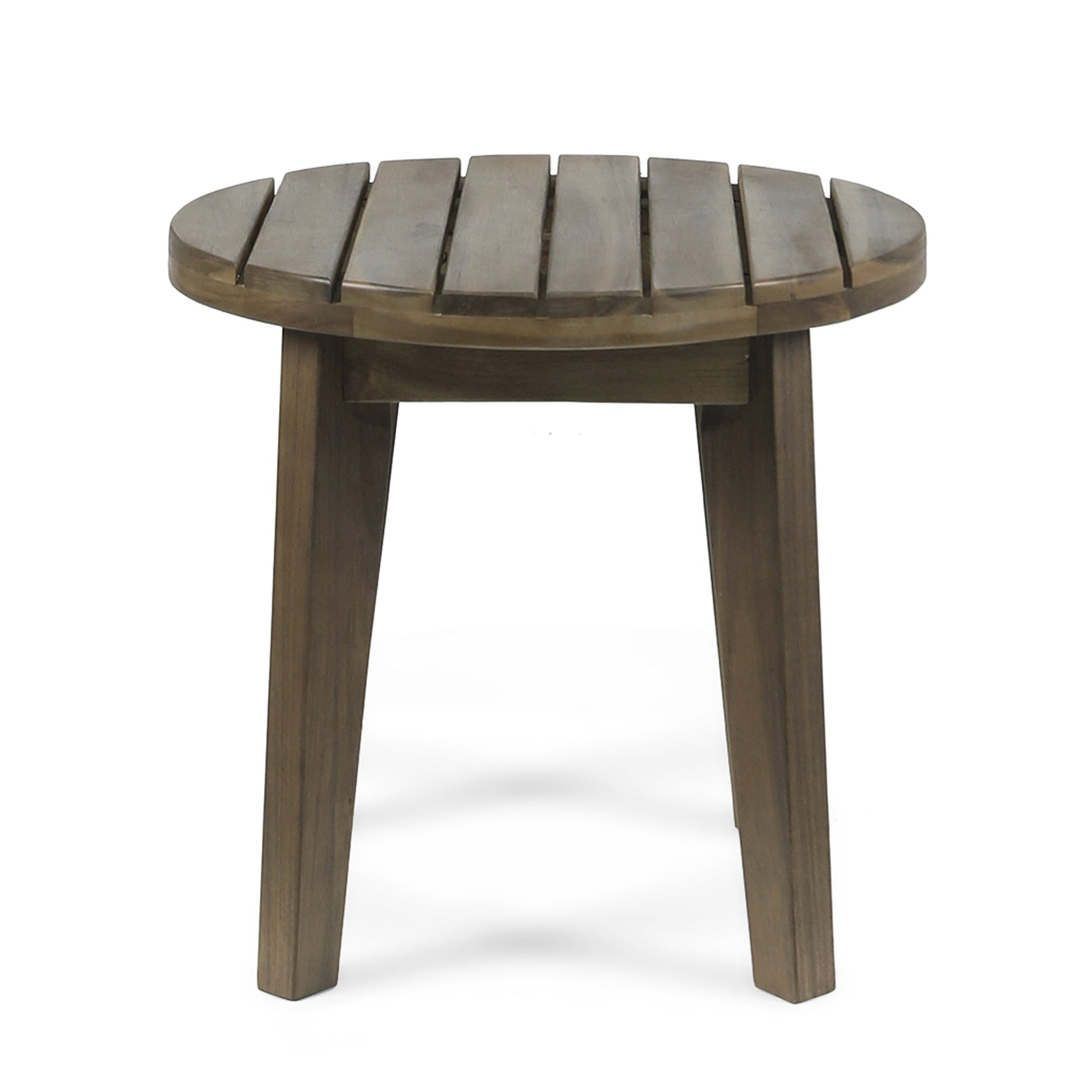 Outdoor 16" Acacia Wood Side Table, Gray Finish - Korvel