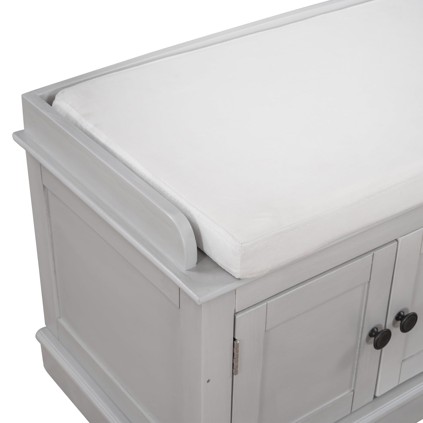 TREXM storage table with 4 doors and adjustable shelves and detachable cushioned shoe stand(Gray Wash) - Korvel