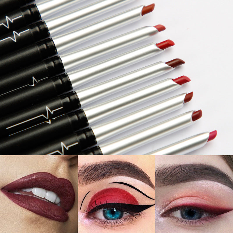 Pudaier Stereo Matte 17 Color Lip Liner Pen Automatically Do Not Faint Eye Shadow Eyeliner Lipstick Red Lipstick - Korvel