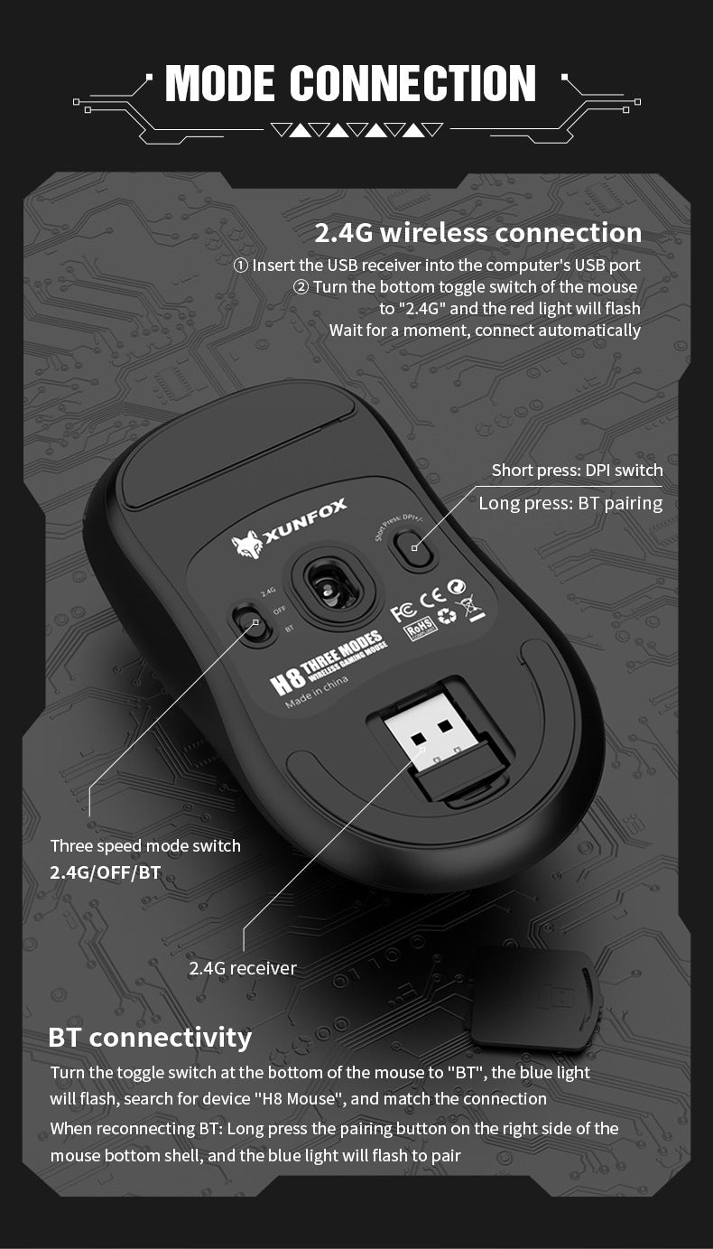 mouse lightweight E-sports game the third mock examination Bluetooth wireless mouse notebook mouse - Korvel