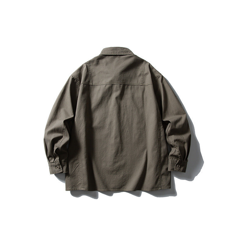 Chemise de travail décontractée à manches longues et poches pour hommes