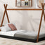 Twin Size Tent Floor Bed with Triangle Structure, Black+Brown - Korvel