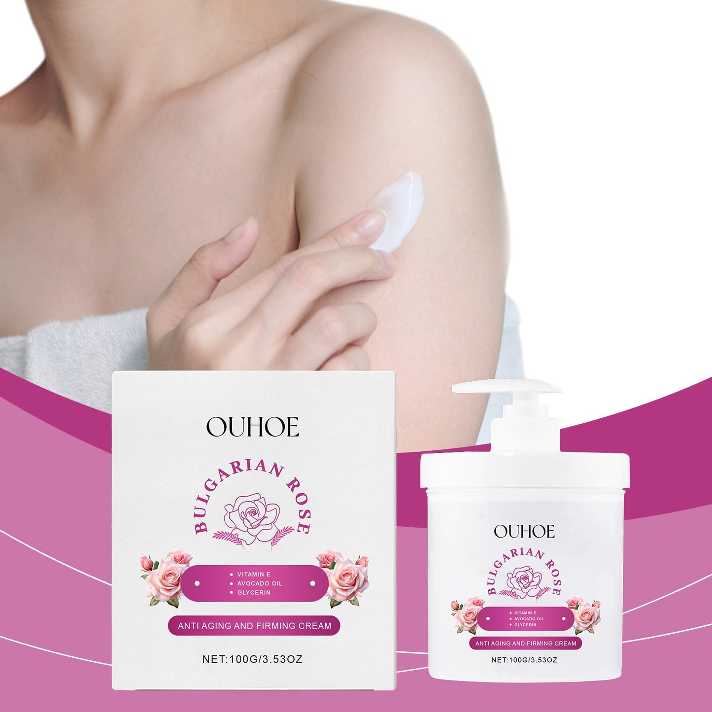 Crème raffermissante à la rose - Crème hydratante et éclaircissante