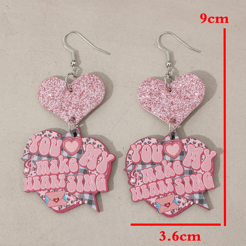 Heart Shape Wooden Earrings - Korvel