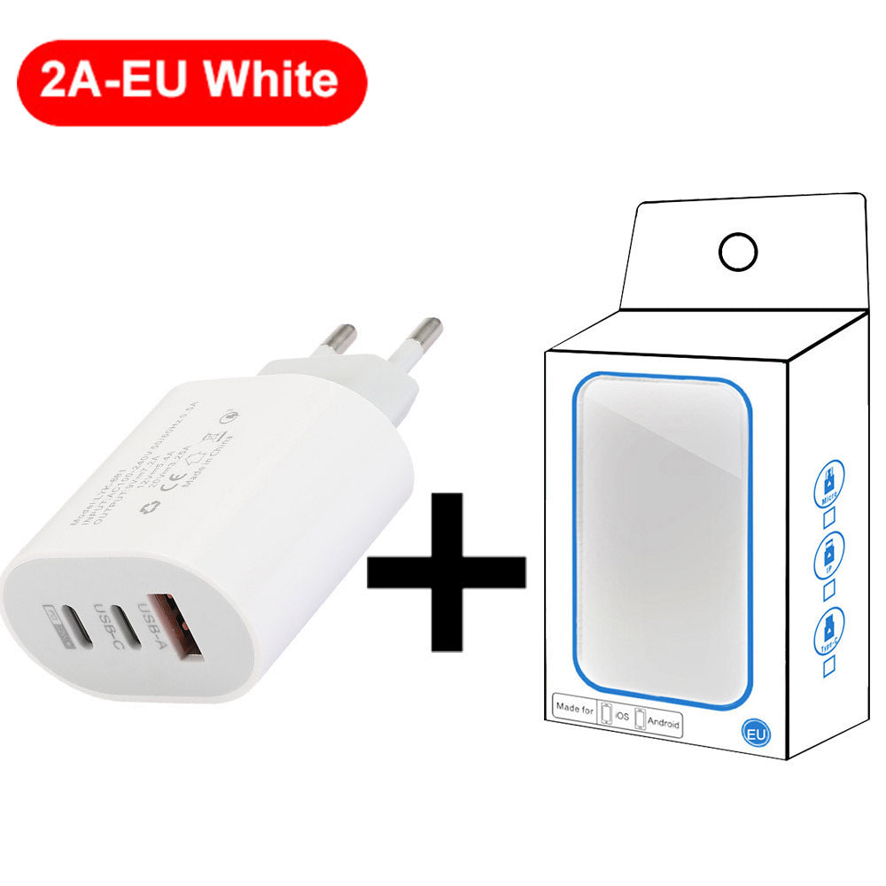Type-C Mobile Phone Charger 2A USB & PD Multi-Port Travel Adapter