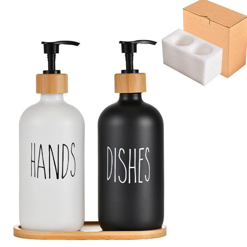 Distributeur de savon en verre élégant 500ml Boston avec capuchon en bois