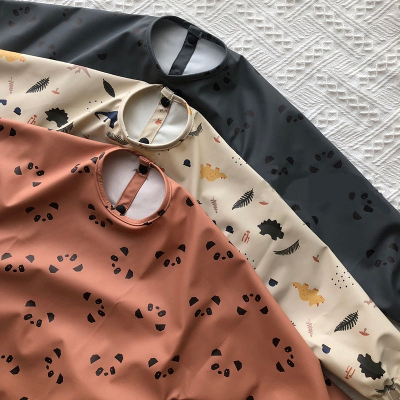 Baby Bibs Waterproof Infant Eating Bib with Pocket Children Drawing Machine Washable Long Sleeve Apron Kid Burp Cloth Baby Stuff - Korvel