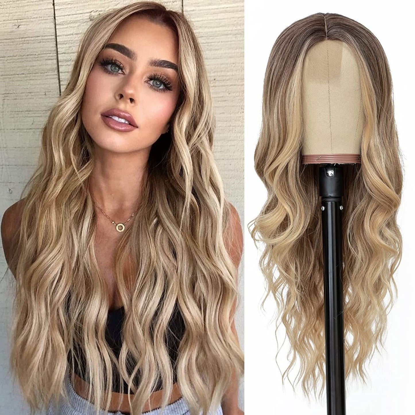 Premium European & American Lace Wig - Wavy Long Curly Style