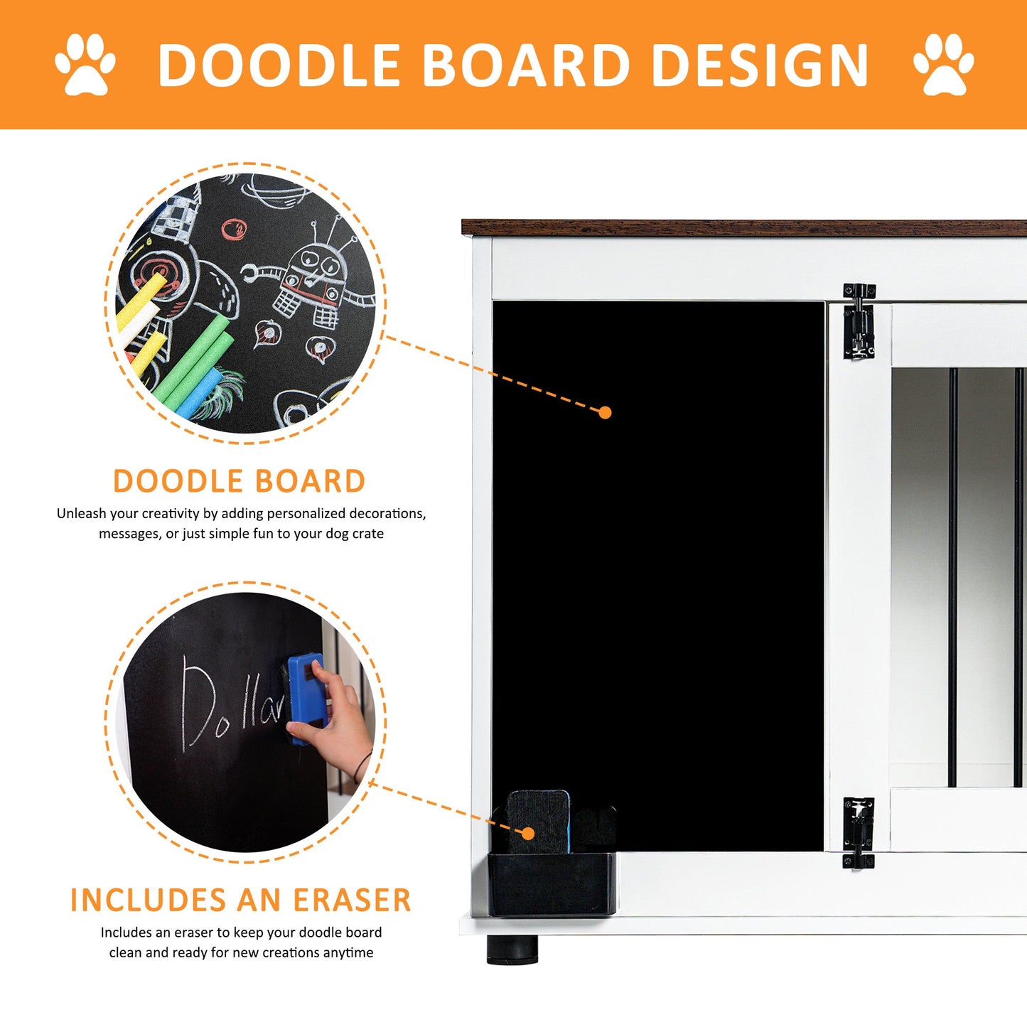 Elegant Doodle Dog Crate with Dual Doors - White