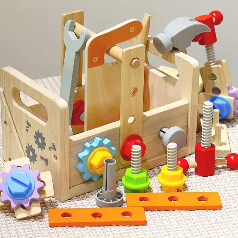 Children's Wooden Hand-Held Toolbox Puzzle Toy