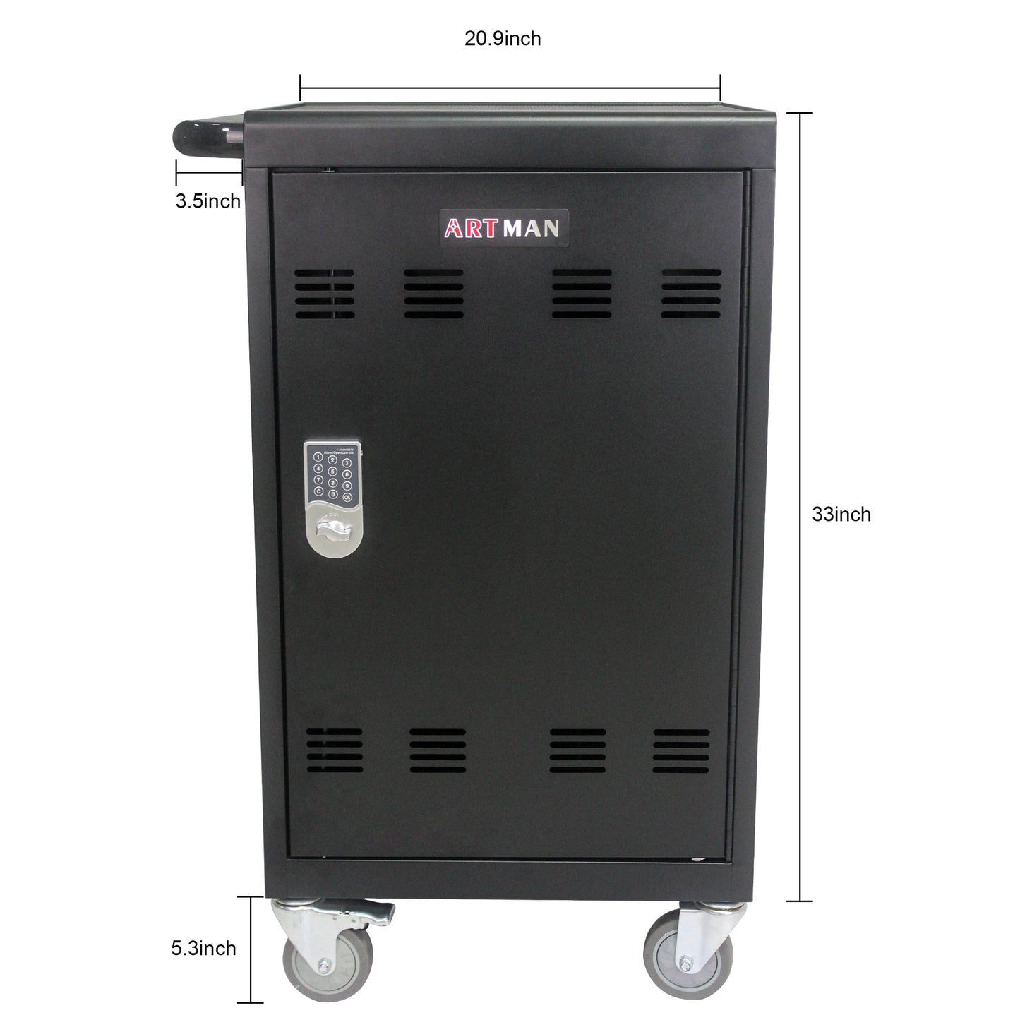 Mobile Charging Cart and Cabinet for Tablets Laptops 30-Device With Combination Lock--Black - Korvel
