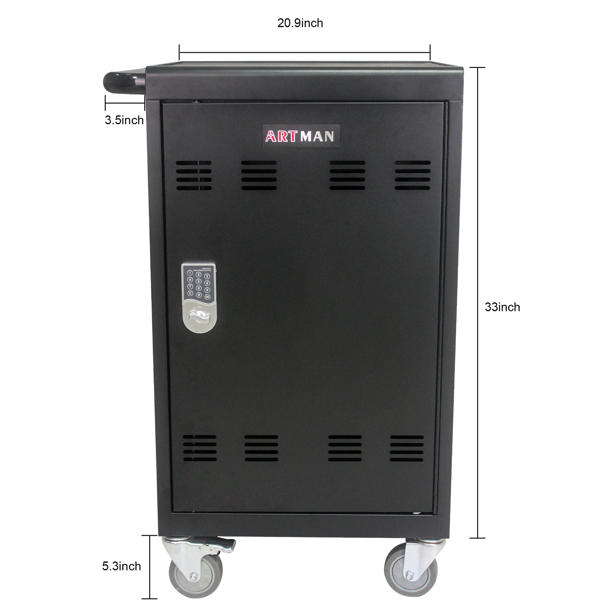 Mobile Charging Cart and Cabinet for Tablets Laptops 30-Device With Combination Lock--Black - Korvel