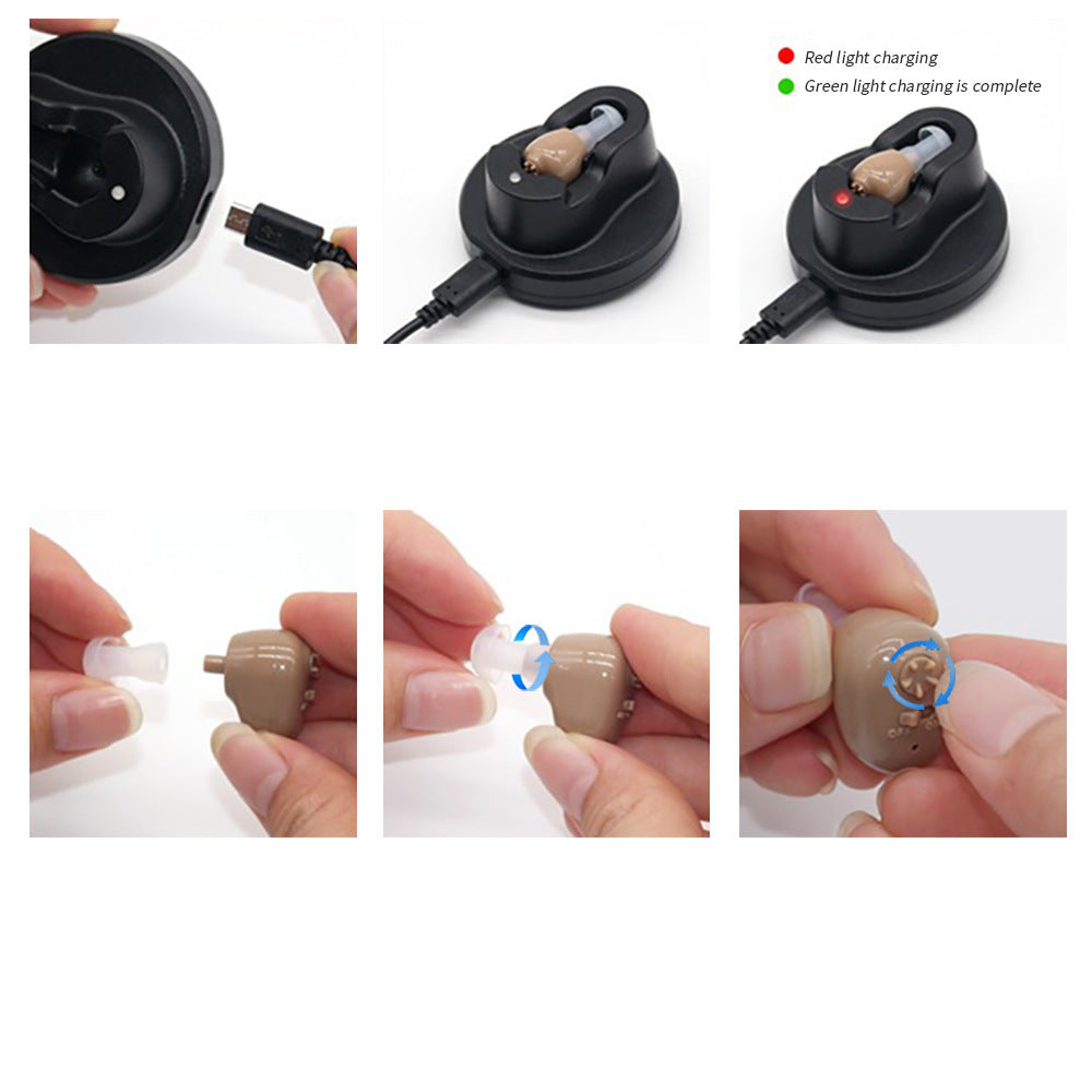 1pcs Sound Amplifier G-12 Hearing Aid Headphone Charging In-Ear USB Cradle Charging Hearing Aid - Korvel