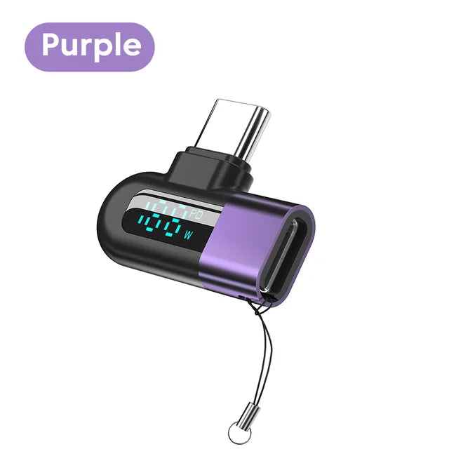 TG adapter 6A intelligent digital display supports 120W fast charging data cable, USB 2.0 port, Type-C adapter - Korvel
