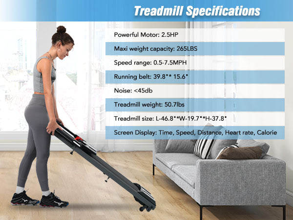NEW Folding Treadmills Walking Pad Treadmill for Home Office -2.5HP Walking Treadmill With Incline Bluetooth Speaker - Korvel