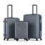 3 Piece Luggage Sets ABS Lightweight Suitcase with Two Hooks, Spinner Wheels, TSA Lock, (20/24/28) Gray - Korvel