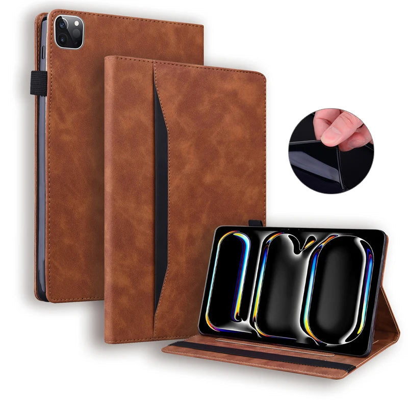 Funda Folio de PU Cuero Premium para iPad Pro de 11 y 13 Pulgadas (2024)