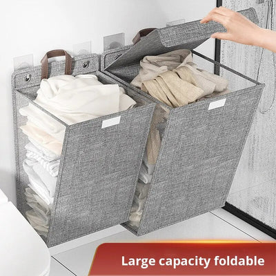 Dirty Clothes Basket Foldable Home Dormitory Dormitory Multifunctional Organization Storage Wall Hanging Basket - Korvel