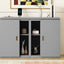 Full Size Murphy Bed with Shelves and USB Ports - Gray