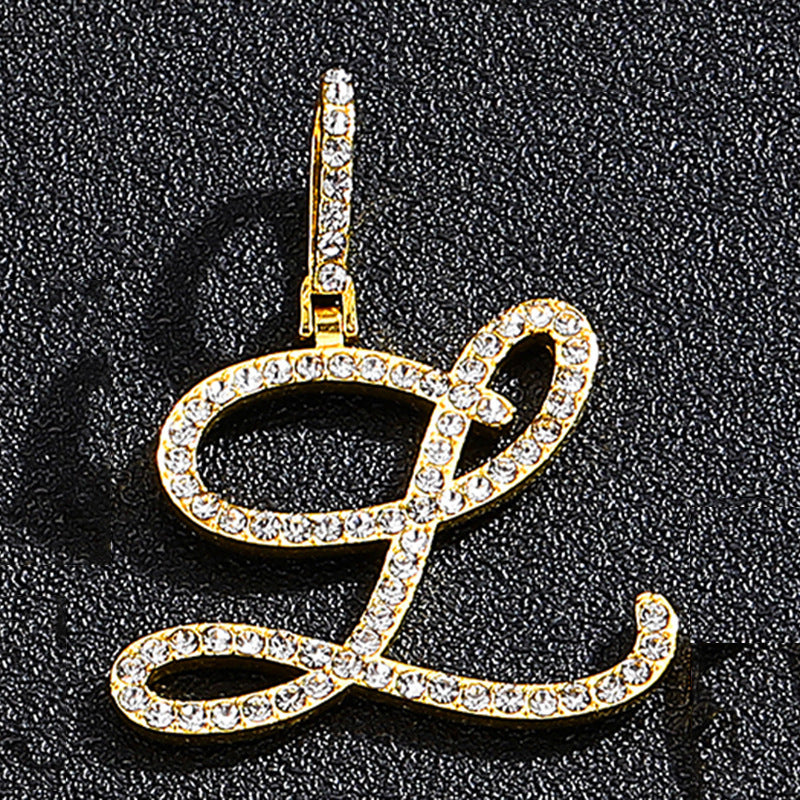 Hip Hop Grass Letter Pendant with Cuban Chain